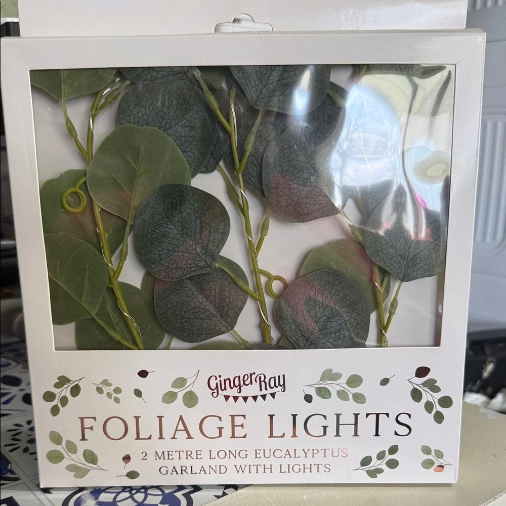 Ginger Ray Eucalyptus Green Foliage Lights Garland 2 meter long